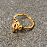 20G 5/16 Clear Gem White Faux Opal Gold Tone Planet Nose Hoop