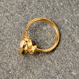 20G 5/16 Clear Gem White Faux Opal Gold Tone Planet Nose Hoop