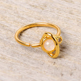 20G 5/16 Clear Gem White Faux Opal Gold Tone Planet Nose Hoop