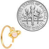 20G 5/16 Clear Gem White Faux Opal Gold Tone Planet Nose Hoop