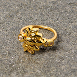 20G 5/16 Clear CZ Gem Gold Tone Lotus Flower Nose Hoop