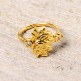 20G 5/16 Clear CZ Gem Gold Tone Lotus Flower Nose Hoop