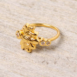 20G 5/16 Clear CZ Gem Gold Tone Lotus Flower Nose Hoop