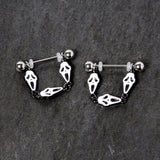 14G 9/16 Scary Screaming Ghost Halloween Dangle Nipple Ring Set