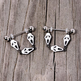 14G 9/16 Scary Screaming Ghost Halloween Dangle Nipple Ring Set