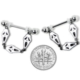 14G 9/16 Scary Screaming Ghost Halloween Dangle Nipple Ring Set