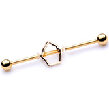 14G Gold Tone Hollow Cupcake Industrial Barbell 38mm