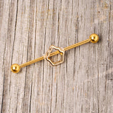 14G Gold Tone Hollow Cupcake Industrial Barbell 38mm