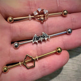 14G Gold Tone Hollow Cupcake Industrial Barbell 38mm