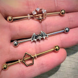 14G Clear CZ Gem Rose Gold Hue Genie Lamp Industrial Barbell 38mm