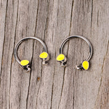 14G 1/2 Yellow End Elephant Horseshoe Nipple Ring Set