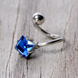 14G 3/8 Blue Gem Refined Rhombus Spiral Twister Belly Ring