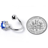 14G 3/8 Blue Gem Refined Rhombus Spiral Twister Belly Ring