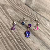 14G 3/8 Blue Gem Refined Rhombus Spiral Twister Belly Ring
