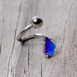 14G 3/8 Blue Gem Graceful Rhombus Spiral Twister Belly Ring