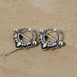 14G 5/8 Clear Gem Filigree Nipple Shield Set