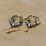 14G 5/8 Clear Gem Gold Tone Filigree Nipple Shield Set