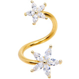 14G Clear Gem Gold Tone Star Flower Spiral Twister Belly Ring