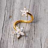 14G Clear Gem Gold Tone Star Flower Spiral Twister Belly Ring