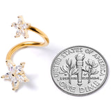 14G Clear Gem Gold Tone Star Flower Spiral Twister Belly Ring