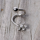 Clear CZ Gem Snowflake Christmas Spiral Twister Belly Ring