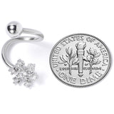 Clear CZ Gem Snowflake Christmas Spiral Twister Belly Ring