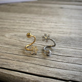 Clear CZ Gem Snowflake Christmas Spiral Twister Belly Ring