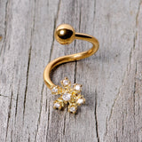 Clear CZ Gem Gold Tone Snowflake Christmas Spiral Twister Belly Ring