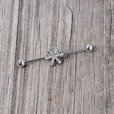 14G Aurora Gem Snowflake Industrial Barbell 38mm
