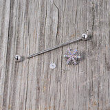 14G Aurora Gem Snowflake Industrial Barbell 38mm