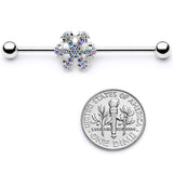 14G Aurora Gem Snowflake Industrial Barbell 38mm