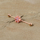 14G Aurora Gem Rose Gold Tone Snowflake Industrial Barbell 38mm