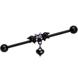 14G Clear Gem Heart Bat Halloween Dangle Industrial Barbell 38mm