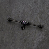 14G Clear Gem Heart Bat Halloween Dangle Industrial Barbell 38mm