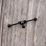 14G Clear Gem Heart Bat Halloween Dangle Industrial Barbell 38mm