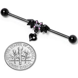 14G Clear Gem Heart Bat Halloween Dangle Industrial Barbell 38mm