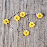 14G 5/8 Yellow Sunflowers Dangle Nipple Ring Set