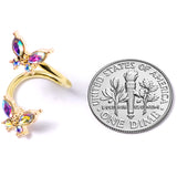 14G 3/8 Aurora Gem Gold Tone Butterfly Spiral Twister Belly Ring