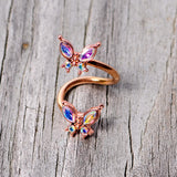 14G 3/8 Aurora Gem Rose Gold Tone Butterfly Spiral Twister Ring