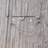 14G Aurora Gem Butterfly Chain Dangle Project Bar 38mm
