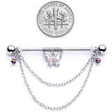 14G Aurora Gem Butterfly Chain Dangle Project Bar 38mm