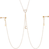 14G 5/8 Clear Gem Gold Tone Heart Star Nipple Chain Necklace