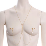 14G 5/8 Clear Gem Gold Tone Heart Star Nipple Chain Necklace