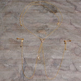 14G 5/8 Clear Gem Gold Tone Heart Star Nipple Chain Necklace