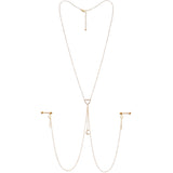 14G 5/8 Clear Gem Gold Tone Heart Star Nipple Chain Necklace