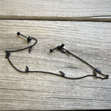 14G 5/8 Black Gem Black Autumn Leaves Dangle Nipple Chain