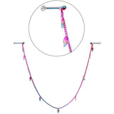 14G 5/8 Clear Gem Rainbow Autumn Leaves Dangle Nipple Chain