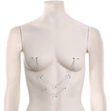 14G 5/8 Blue Gem Moon Star Double Dangle Nipple Chain