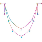 14G 5/8 Blue Gem Rainbow Moon Star Double Dangle Nipple Chain