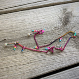 14G 5/8 Clear Gem Rainbow Autumn Leaves Dangle Nipple Chain